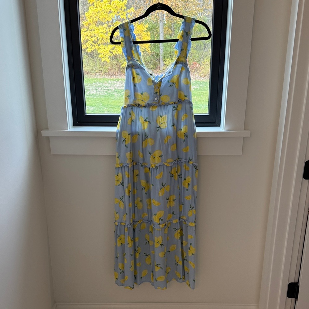 Floral Blue and Yellow Maternity Maxi Dress